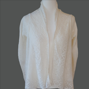 Banana Republic Linen Blend Ivory Lace Knit Cardigan Shawl Women's Small